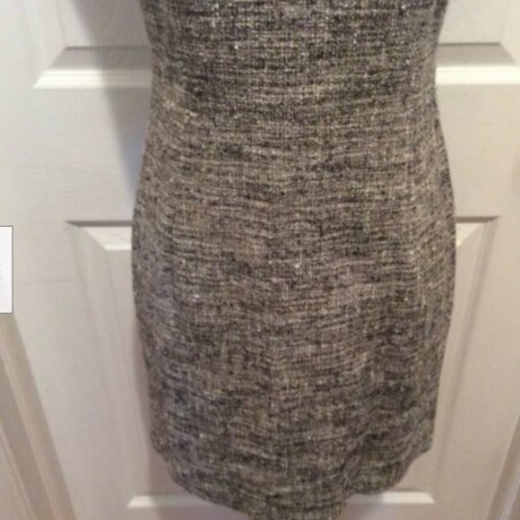 Theory Dress 2 Gray White Tweed Sheath Sleeveless - Picture 3 of 8